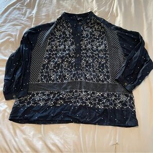 Women's Black Patterned Blouse Size XS